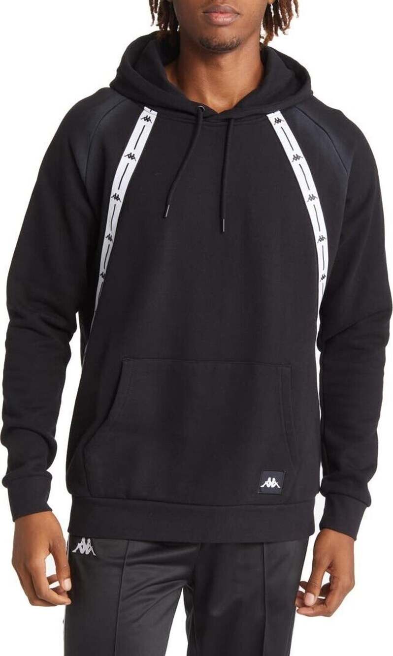 Kappa Hoodie Men's XL Black Regular Fit Long Sleeve Drawstring Sweatshirts B83